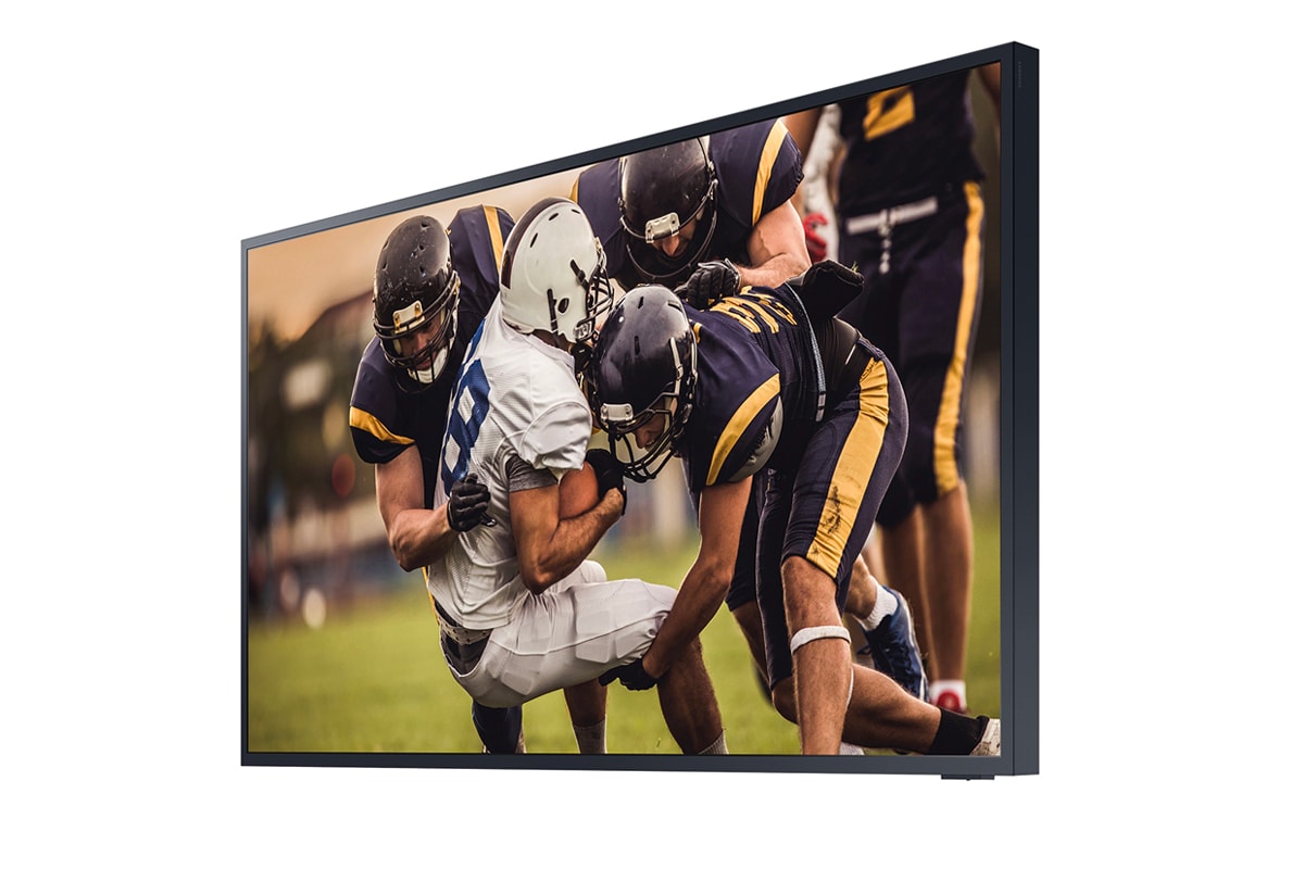 Samsung's The Terrace First Outdoor 4K QLED TV 75" televisions outdoors water resistant dust glare IP55