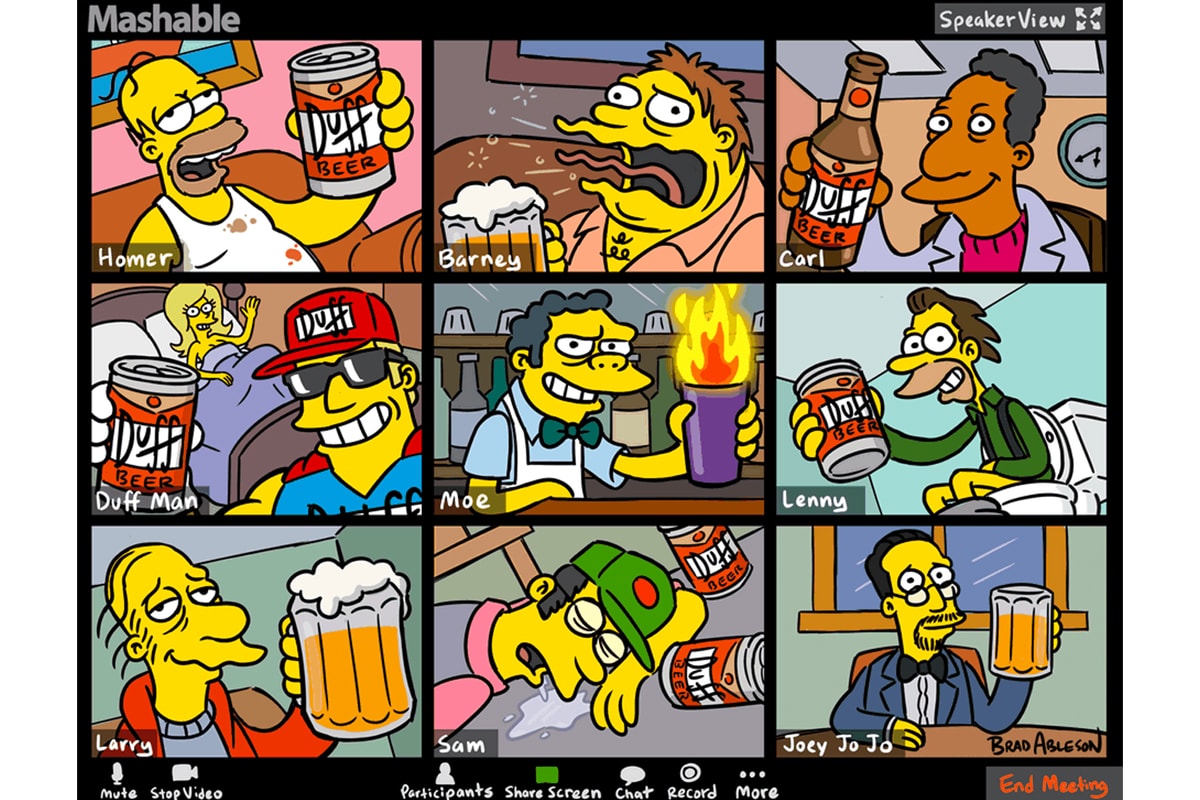 simpsons zoom brad ableson animator backgrounds mashable homer moe tavern duffman animated sitcom video call 