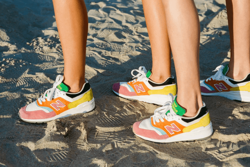 new balance staud activewear 997 convertible bag sneakers colorful colourful rainbow drops trainers