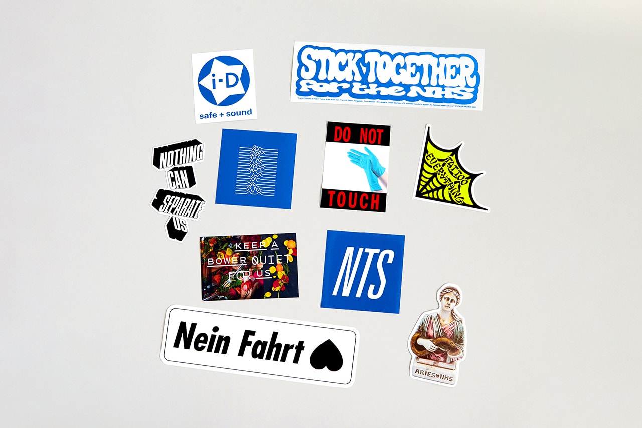 stick together for the nhs sticker archive nhs i-d nts peter saville fergadelic linder sterling aries Fiona Banner aka the Vanity Press Lakwena cali thornhill dewitt nhs charities together francesca gavin alex powis synamatix