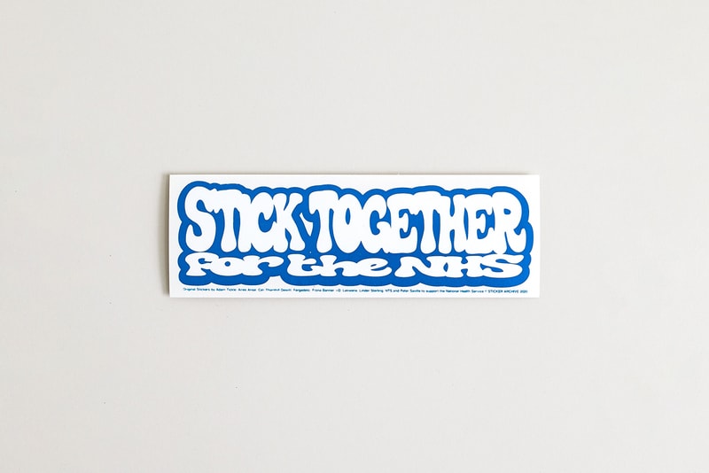 stick together for the nhs sticker archive nhs i-d nts peter saville fergadelic linder sterling aries Fiona Banner aka the Vanity Press Lakwena cali thornhill dewitt nhs charities together francesca gavin alex powis synamatix