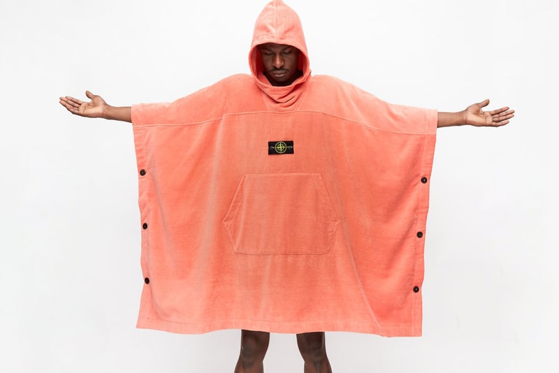 Stone Island Spring/Summer 2020 Bathrobe Cape ss20 garment dye terrycloth poncho pullover coat jacket hooded ss20 beach towel