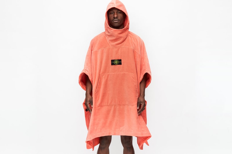 Stone Island Spring/Summer 2020 Bathrobe Cape ss20 garment dye terrycloth poncho pullover coat jacket hooded ss20 beach towel