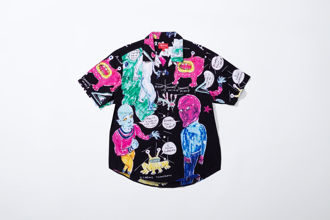 Supreme Daniel Johnston Spring 2020 collection Drop release info lofi music American songwriter Embroidered Work rayon shirt frog Jeremiah the Innocent