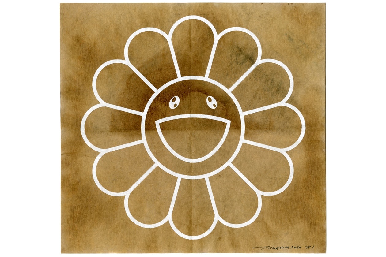 takashi murakami coffee filter artwork quarantine videos process flowers calligraphy screen print