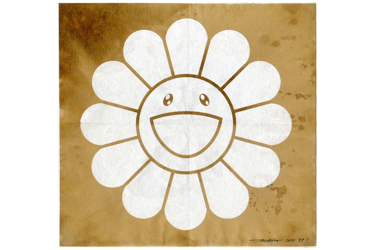 takashi murakami coffee filter artwork quarantine videos process flowers calligraphy screen print