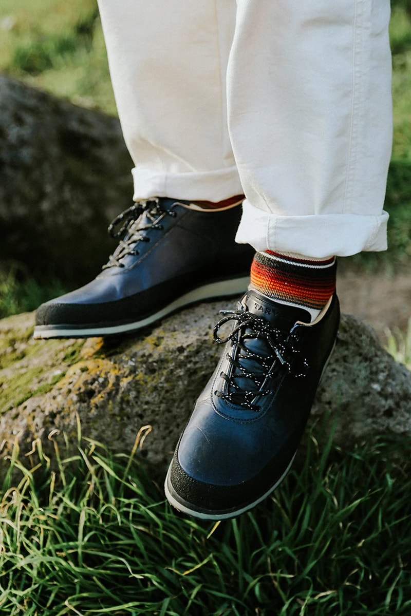 tanner goods tarvas finnish footwear brand hiking trekking shoe navy harness leather 