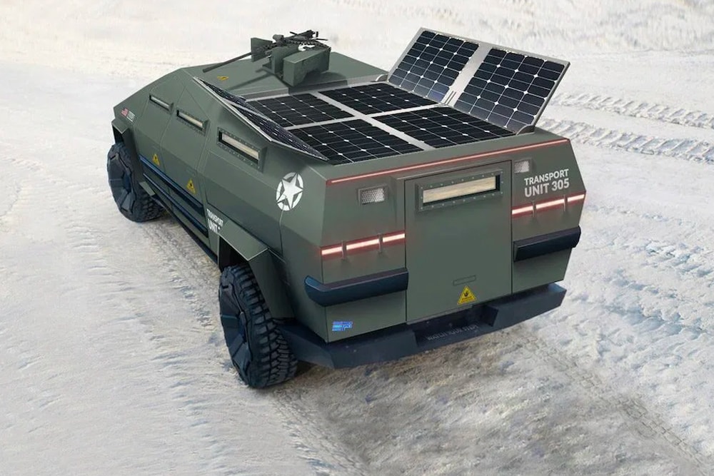 Tesla Cybertruck Electric Military Electric Future Renders Military EV Electric Vechicles post-apocalyptic elon Musk 