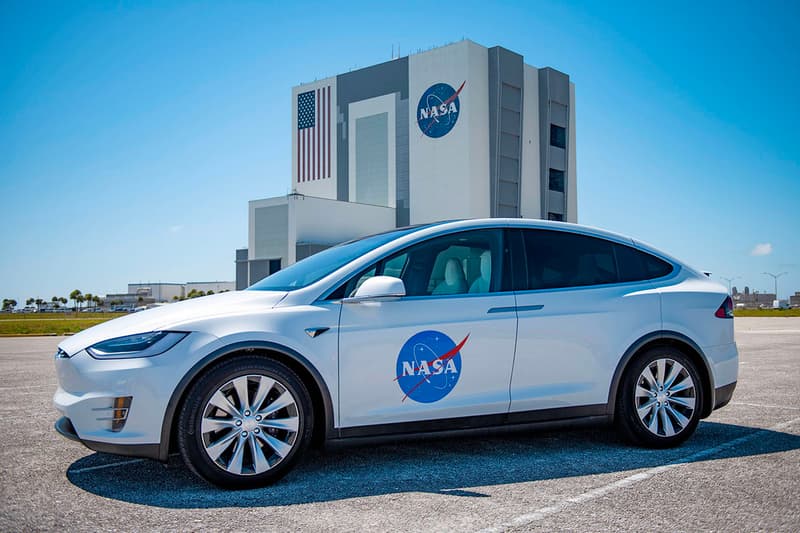 Tesla Model X SUV NASA Outfitted Edition electric car spacex dragon demo 2 falcon 9 launch astronauts Bob Behnken Doug Hurley International Space Station meatball identifier