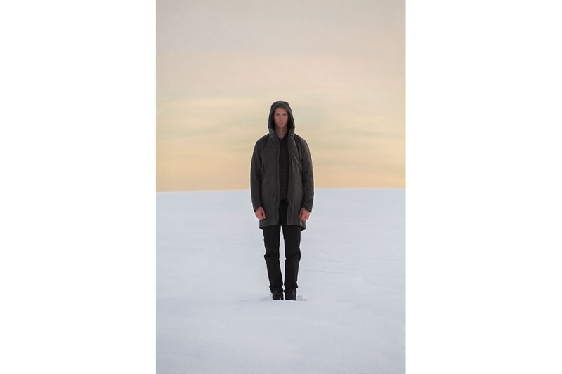Veilance Fall Winter 2020 Lookbook Ben Zank British Columbia Woods Glacier Snow Ice Forrst Arc’teryx outerwear GORE-TEX Mionn IS Capsule  Coreloft-S Monitor IS SL jackets coats 