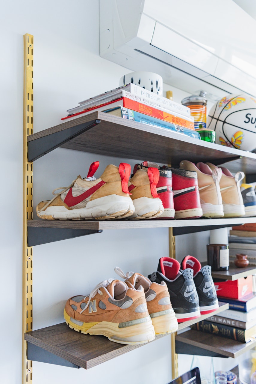 hypebeast shoe shelf on Work From Home Style Advice Tyler Mansour Interview Hypebeast