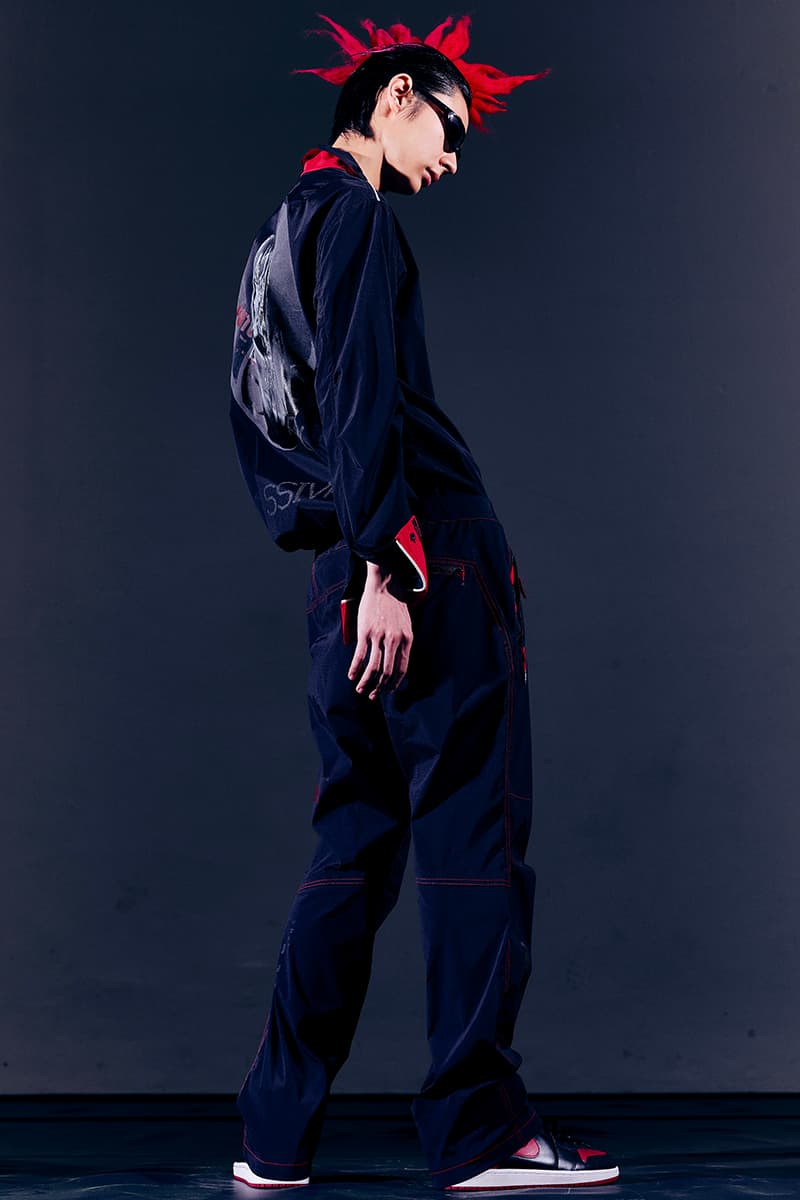 99%IS- "ATT1&TUDE" 15th Collection Lookbook diy maximalism Punk riot gear gobchang pants down puffer jackets glow in the dark reflective inks screenprint bajowoo south korean brand 