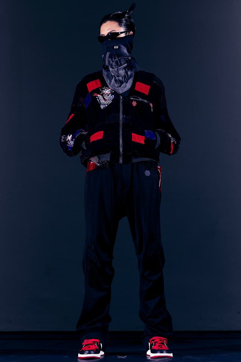 99%IS- "ATT1&TUDE" 15th Collection Lookbook diy maximalism Punk riot gear gobchang pants down puffer jackets glow in the dark reflective inks screenprint bajowoo south korean brand 