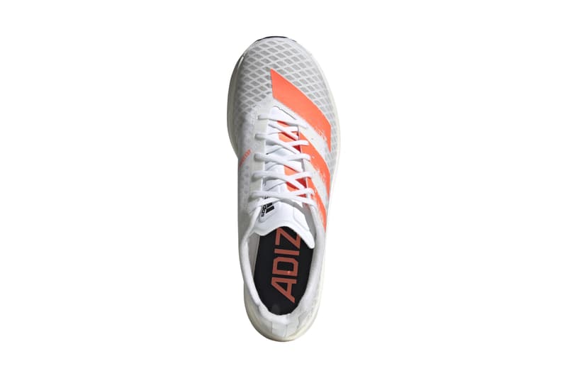 adidas adizero adios pro running sneaker carbon fibre innovation lightstrikepro energyrods signal coral white