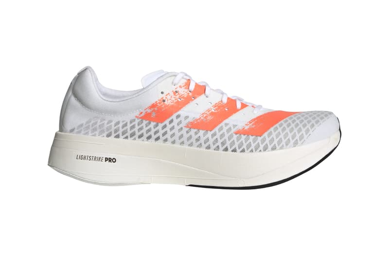 adidas adizero adios pro running sneaker carbon fibre innovation lightstrikepro energyrods signal coral white