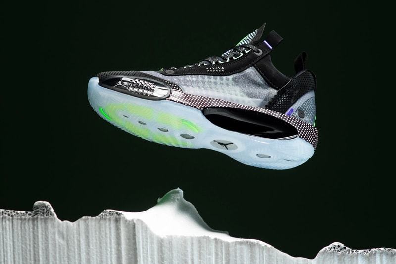 air jordan brand 34 low black white vapor green CZ7750 003 ben day dots official release date info photos price store list buying guide