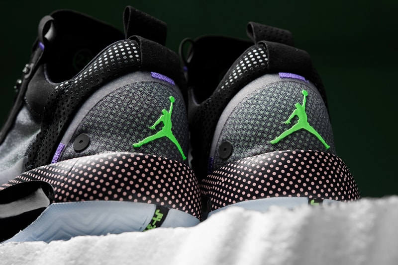 air jordan brand 34 low black white vapor green CZ7750 003 ben day dots official release date info photos price store list buying guide