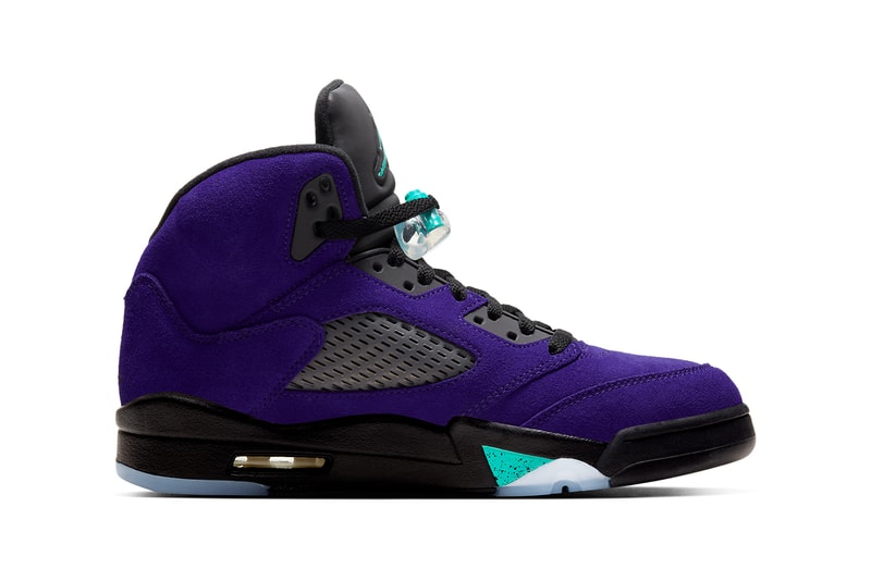 air jordan brand 5 purple alternate grape ice black clear new emerald aqua 136027 500 official release date info photos price store list buying guide