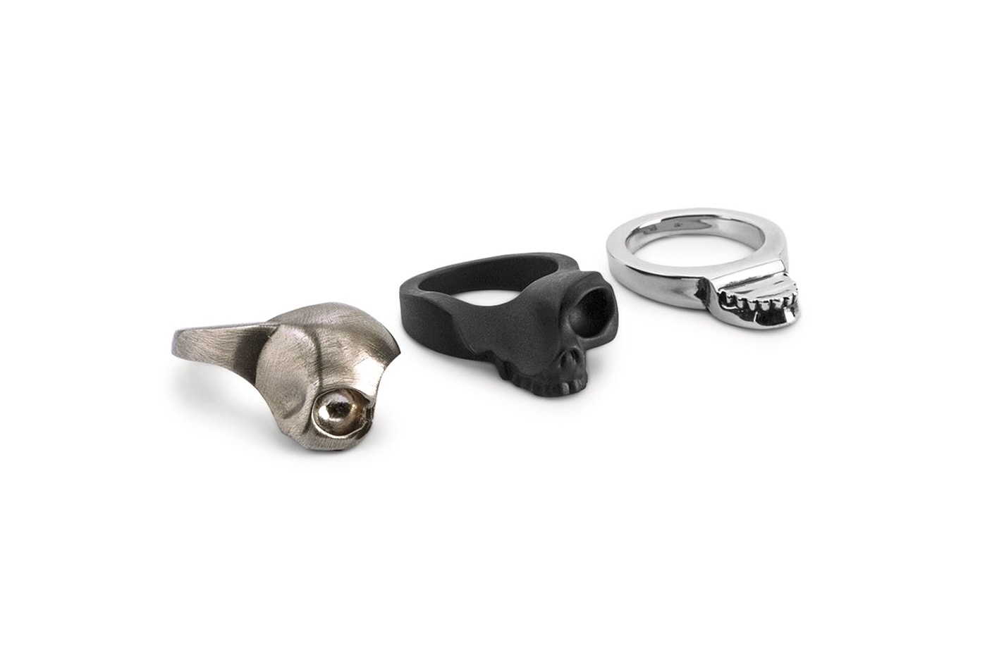 Alexander Mcqueen Stack Skull Ring Release silver made in italy jewelry skulls brass accessories HBX
