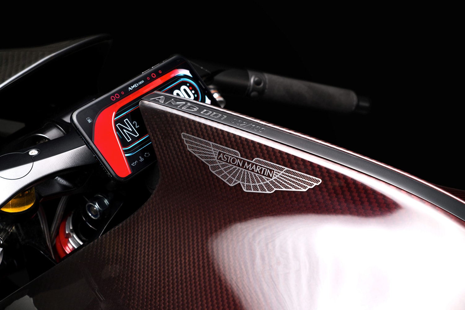 Aston Martin x Brough Superior AMB 001 Motorcycle track only autobike superbike 180 horsepower v-twin motor carbon fiber aluminum frame lightweight