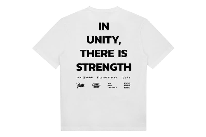 Daily Paper, Patta, Filling Pieces Black Lives Matter Tee shirt blm olaf hussein smib the new originals charity made to order Hosselaer no justice no peace Farida Sedoc In Unity, There Is Strength