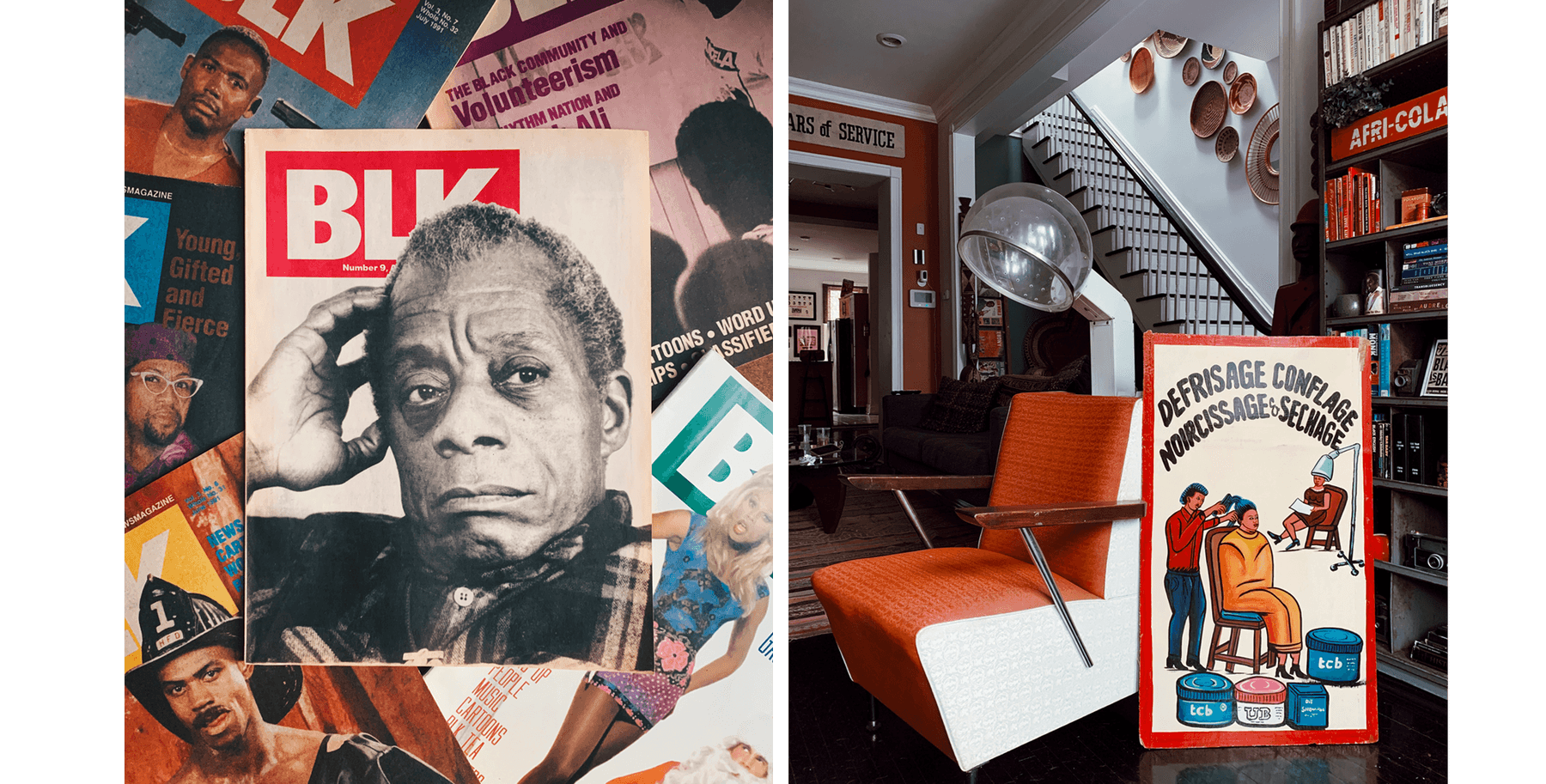 blk mkt vintage interview brooklyn bedford stuyvesant store black african american products relics artifacts history cultural pieces michael jordan ads shirley chisolm posters vinyl records peacock rattan chairs