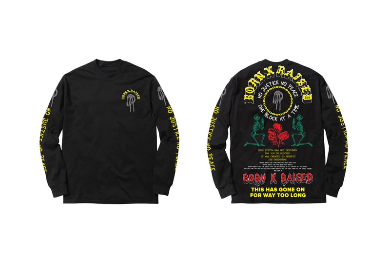 born x raised no justice no peace collection black lives matter blm charity long sleeve t-shirt tee facemask official release date info photos price store list
