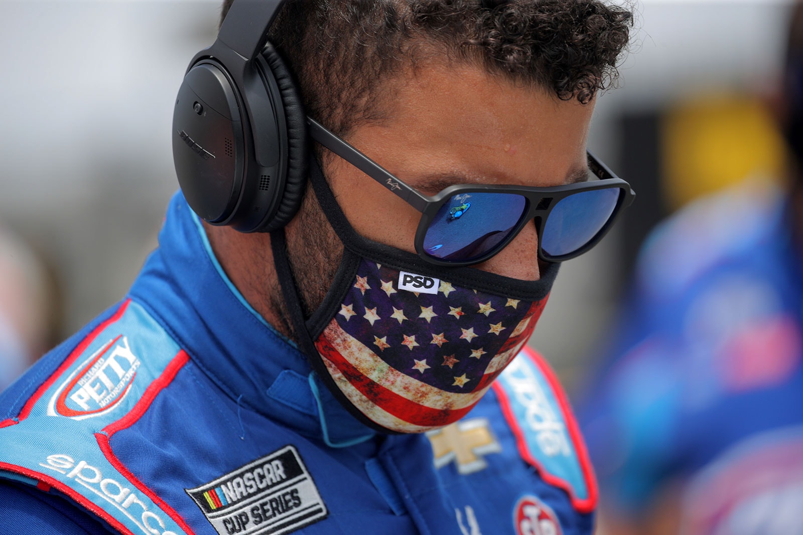 Bubba Wallace NASCAR Solidarity Geico 500 Drivers Push Car to the Front Talladega Superspeedway Alabama BLM Racism Black Lives Matter 