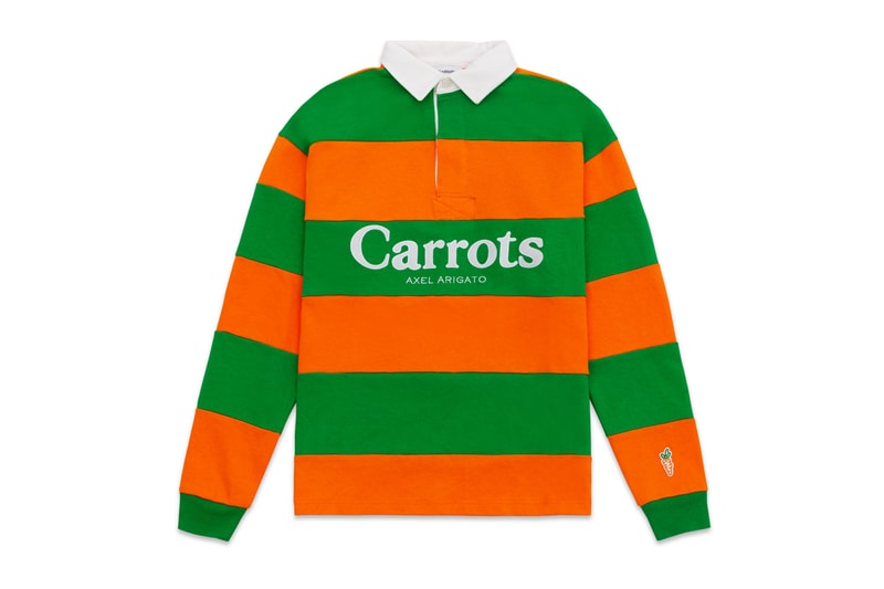 Carrots and Axel Arigato Apparel and Sneaker Drop Clean 90 T-Shirts Zip up Hoodies Sweatpants Rugby Shirt Bird Embroidery Orange Green