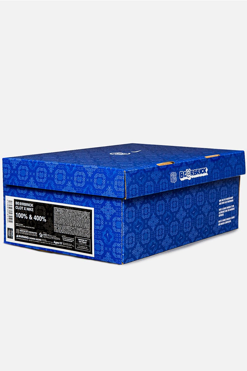 CLOT Nike Medicom Toy ROYALE UNIVERSITY BLUE SILK BE@RBRICK 400 100 Release Info Buy Price Air Force 1