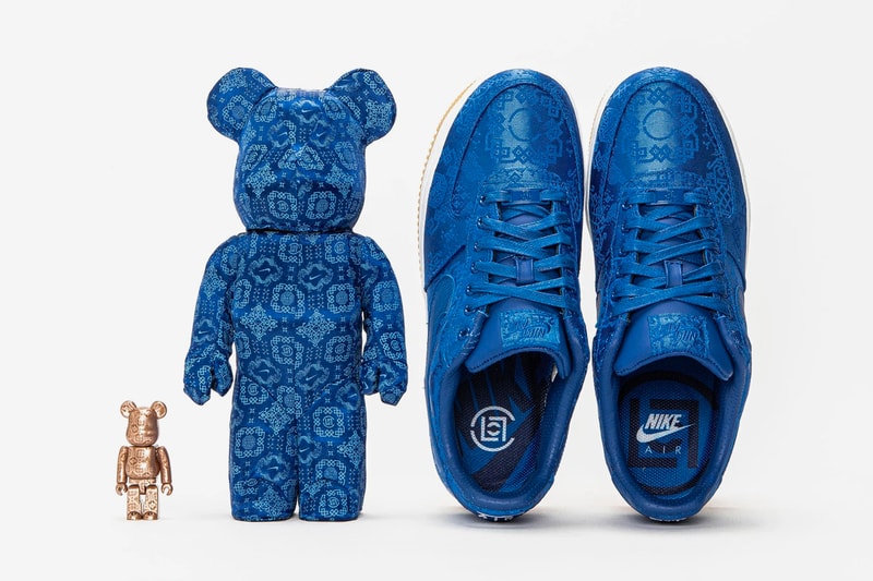 CLOT Nike Medicom Toy Royale University Blue Silk BE@RBRICK Release Info Buy Price