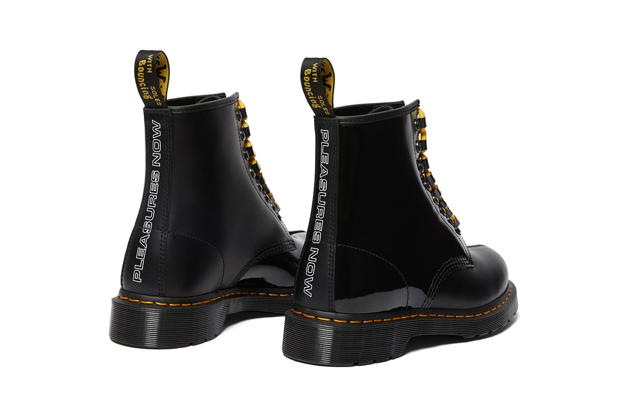 PLEASURES alex james dr martens 1460 remastered boot new wave punk black patent leather buy cop purchase release information