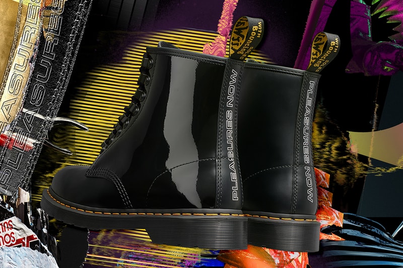 PLEASURES alex james dr martens 1460 remastered boot new wave punk black patent leather buy cop purchase release information