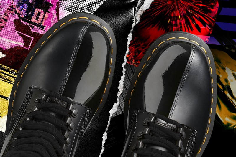 PLEASURES alex james dr martens 1460 remastered boot new wave punk black patent leather buy cop purchase release information
