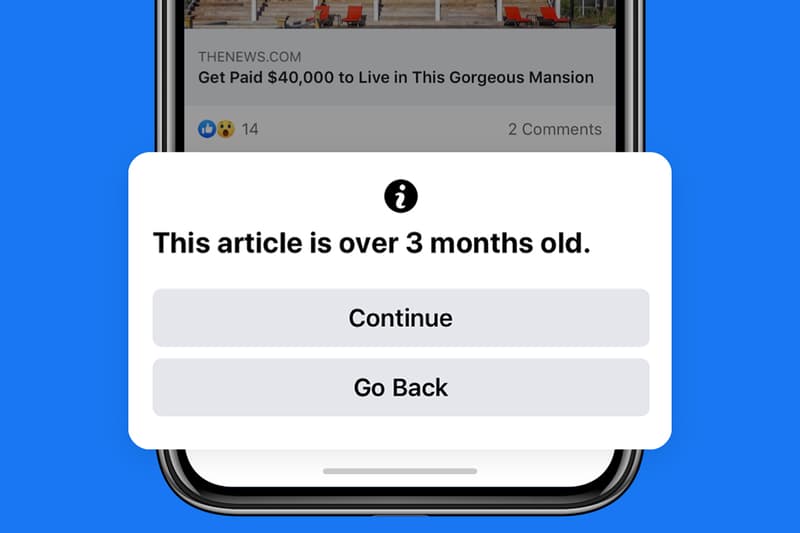 Facebook to Alert Users When Sharing Old News 3 Month Expire Date Mark Zuckerberg 90 Day Notification Verification Tools Authenticity Fake