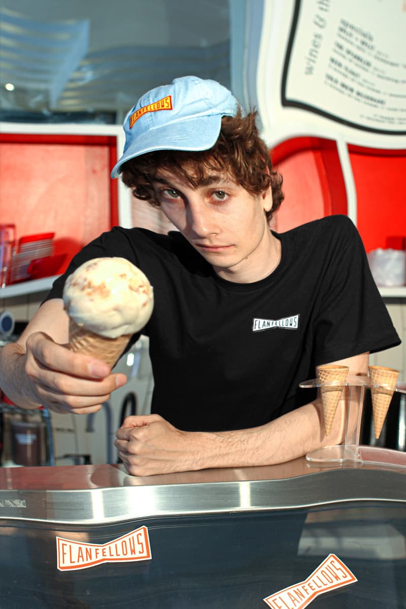 OddFellows x FLAN Summer Capsule Collection T-shirts Aprons Hats Ice Cream Flavor Bowtie Logo White Black Baby Blue