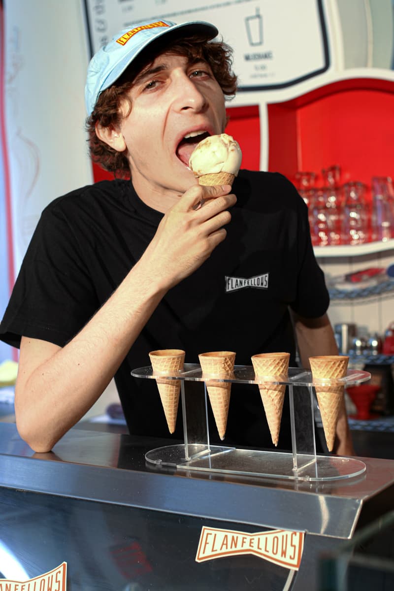 OddFellows x FLAN Summer Capsule Collection T-shirts Aprons Hats Ice Cream Flavor Bowtie Logo White Black Baby Blue