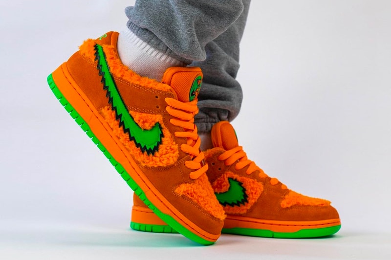 Grateful Dead Nike SB Dunk Low Orange Bear First Look CJ5378-800 Release Info Opti Orange Green Fury