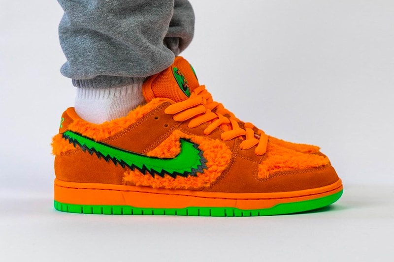 Grateful Dead Nike SB Dunk Low Orange Bear First Look CJ5378-800 Release Info Opti Orange Green Fury