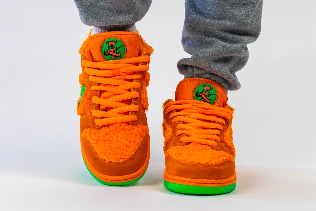 Grateful Dead Nike SB Dunk Low Orange Bear First Look CJ5378-800 Release Info Opti Orange Green Fury