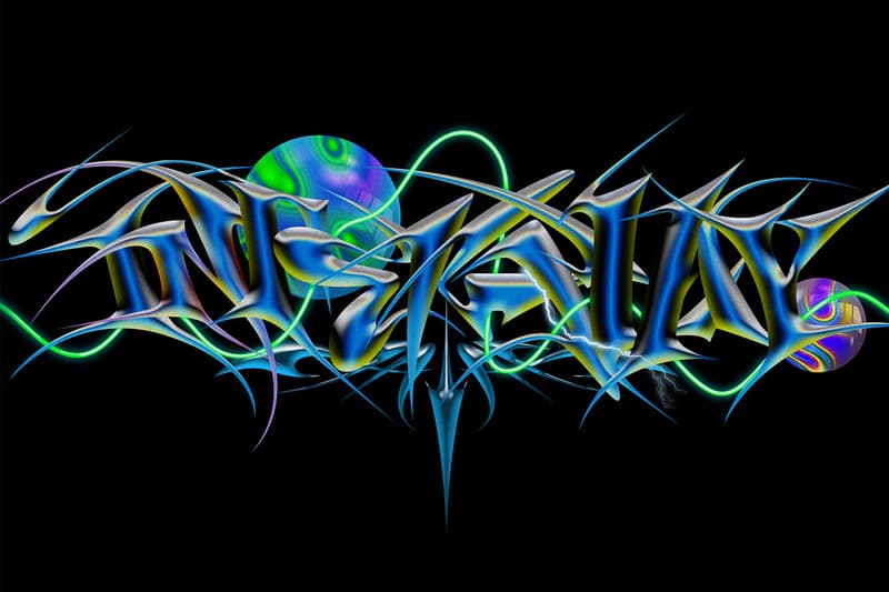 GUCCIMAZE Solo Exhibition Diesel Art Gallery Lettering Typography Metallic Three Dimension Sculptures T-Shirts Skate Decks