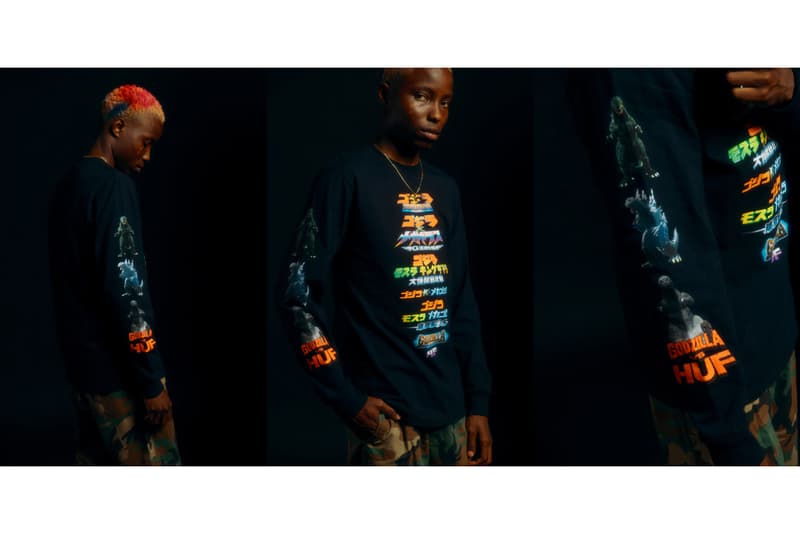 HUF vs. Godzilla Collection Lookbook Release "King of the Monsters" Toho Studios Tokyo Collaboration T-shirts Long sleeves Medicom Toy Figurines Collared Shirts