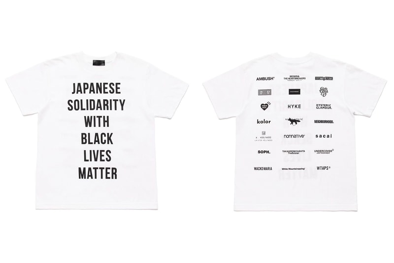 JAPANESE SOLIDARITY WITH BLACK LIVES MATTER T-shirt Release Ambush BEDWIN & THE HEART BREAKERS Bounty Hunter Cavempt Descendant Verdy Girls Don't Cry Human Made Hyke Hysteric Glamour Kolor Maison Kitsune Neighborhood N.Hoolywood nonnative Sacai TAKAHIROMIYASHITA TheSoloIst. Undercover Wacko Maria White Mountaineering WTAPS