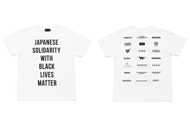JAPANESE SOLIDARITY WITH BLACK LIVES MATTER T-shirt Release Ambush BEDWIN & THE HEART BREAKERS Bounty Hunter Cavempt Descendant Verdy Girls Don't Cry Human Made Hyke Hysteric Glamour Kolor Maison Kitsune Neighborhood N.Hoolywood nonnative Sacai TAKAHIROMIYASHITA TheSoloIst. Undercover Wacko Maria White Mountaineering WTAPS