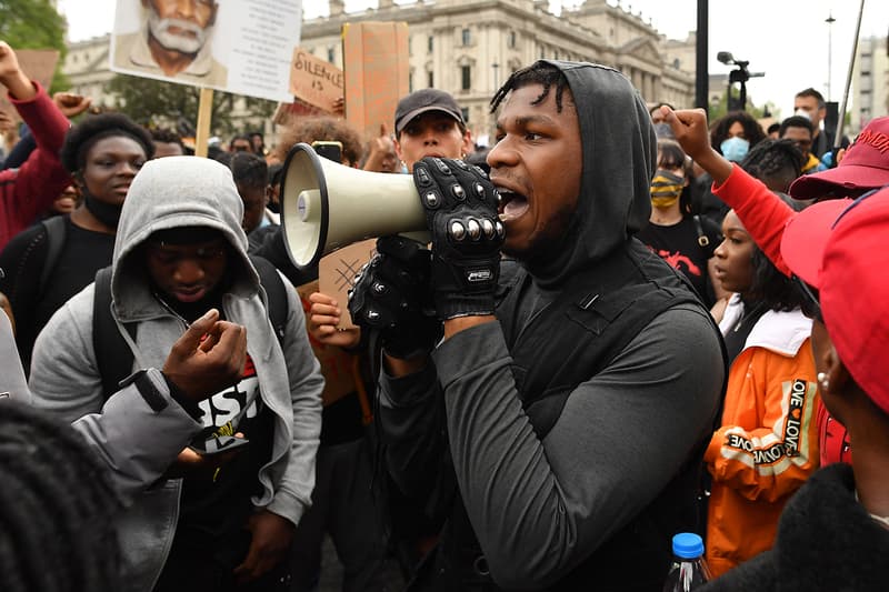 john boyega black lives matter trayvon martin george floyed sandra bland stephen lawrence speech london hyde park star wars lucas film jordan peele charlie brooker