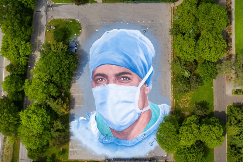 This Massive 20,000-Square-Foot Mural Honors COVID-19 Healthcare Workers and Victims