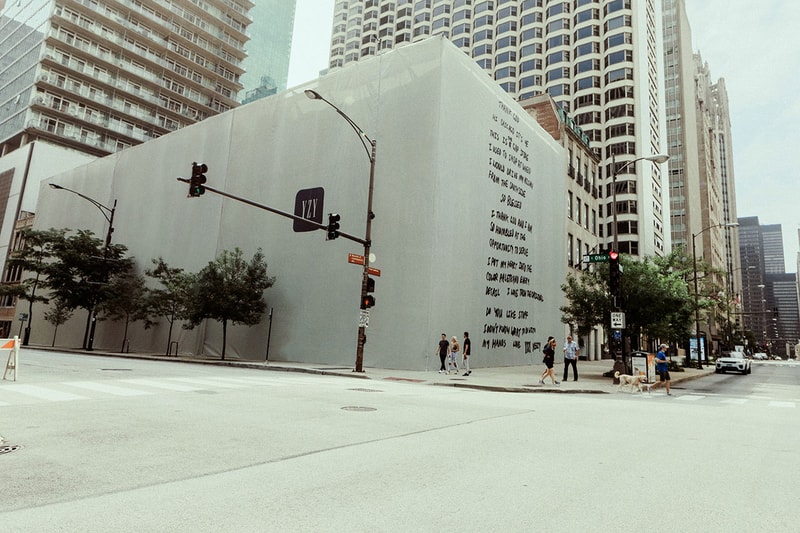 Kanye West Redesigns YEEZY Gap Store Chicago letter handwritten read message launch open buy clothing collaboration partnership 555 Michigan Ave Illinois 60611 tron 1 movie