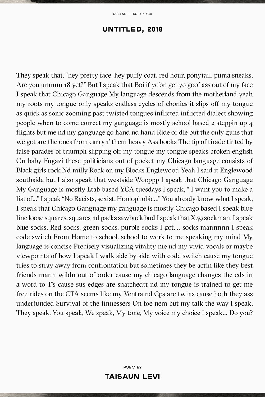 young chicago authors koio capri poem sneaker collaboration 100 percent of proceeds for black lives matter goodkids mad city white colorway