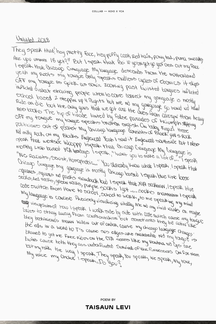 young chicago authors koio capri poem sneaker collaboration 100 percent of proceeds for black lives matter goodkids mad city white colorway