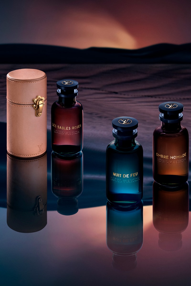 Louis Vuitton Parfums Nuit de Feu Scent, Case leather exotic perfume cologne middle east
